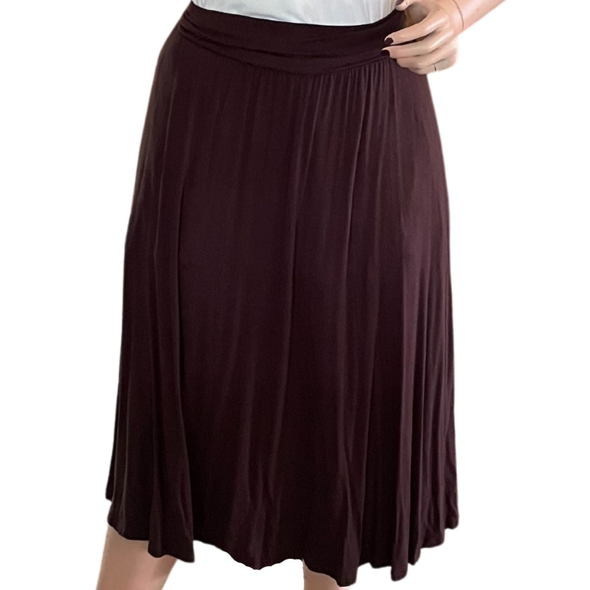 MIDI SKIRT WITH BANDED WAIST AND POCKETS