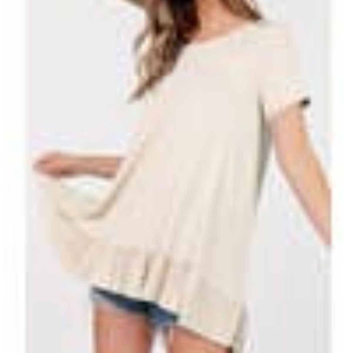 SHORT SLEEVE RUFFLE HEM TUNIC TOP