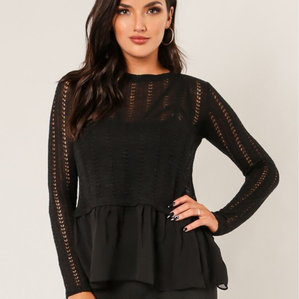 CHIFFON LONG SLEEVE TOP
