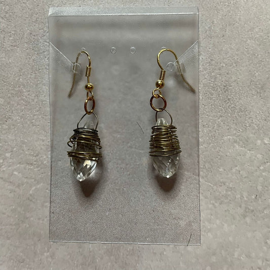 WIRE WRAPPED CRYSTAL EARRINGS