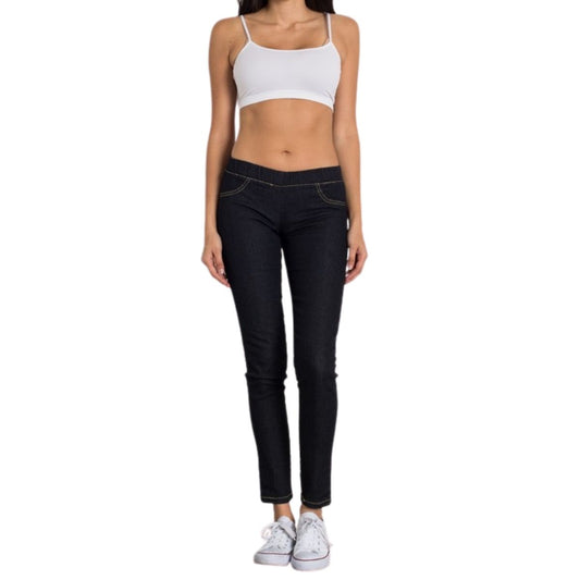 SOLID MID-RISE STRETCH JEGGINGS