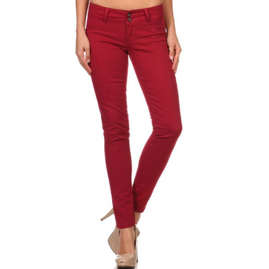SOLID LOW RISE SKINNY JEANS