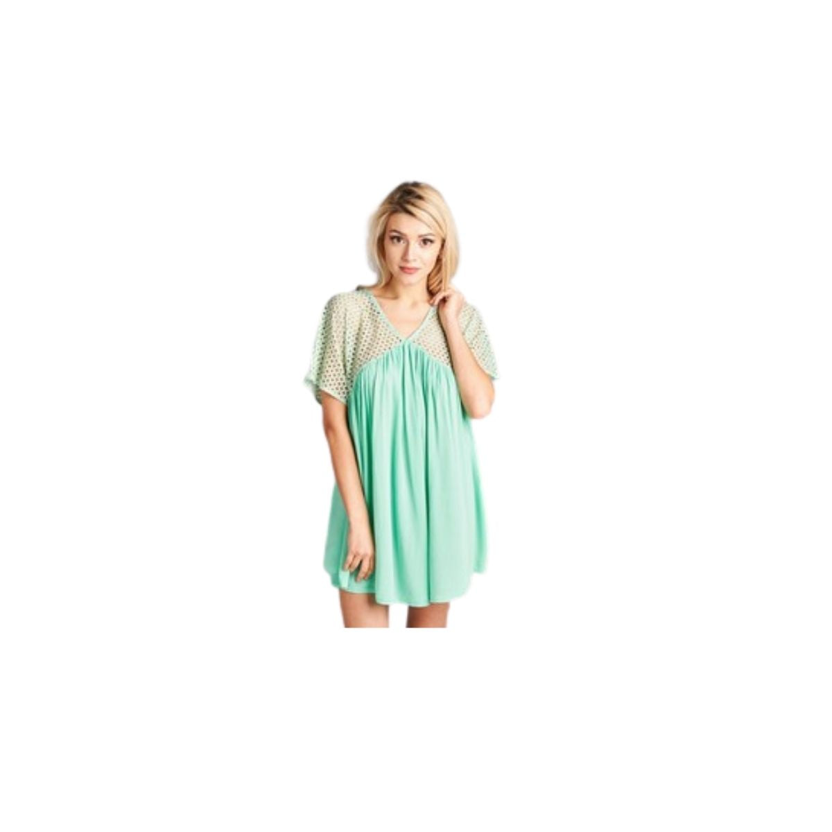 V-NECK CROCHET DETAILED LONG TUNIC / MINI DRESS