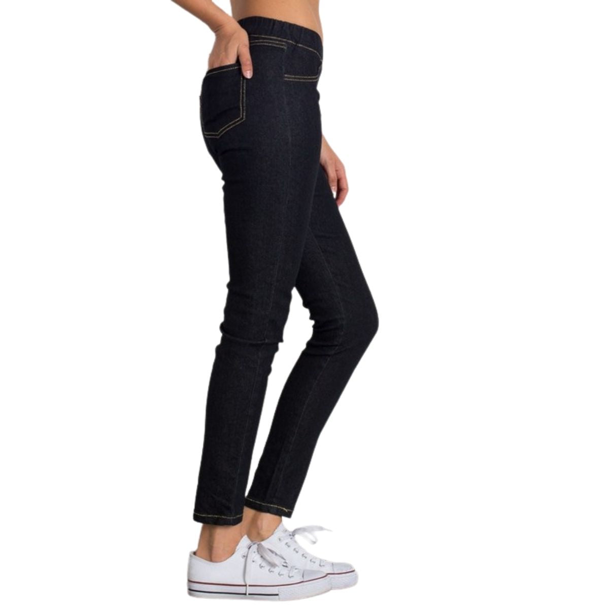 SOLID MID-RISE STRETCH JEGGINGS