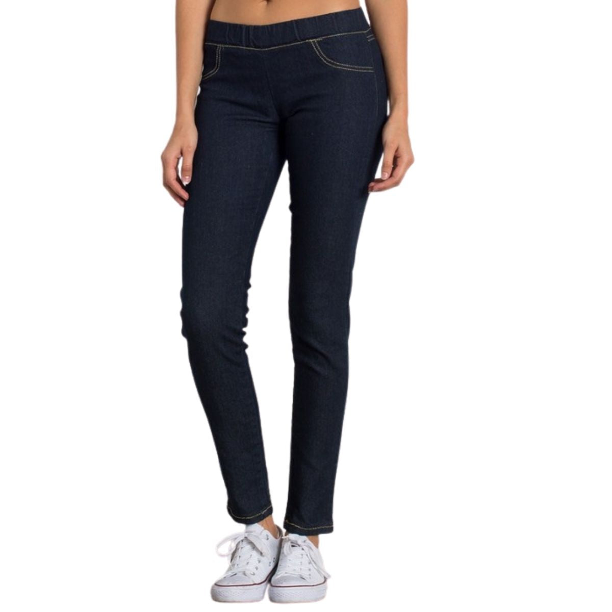 SOLID MID-RISE STRETCH JEGGINGS