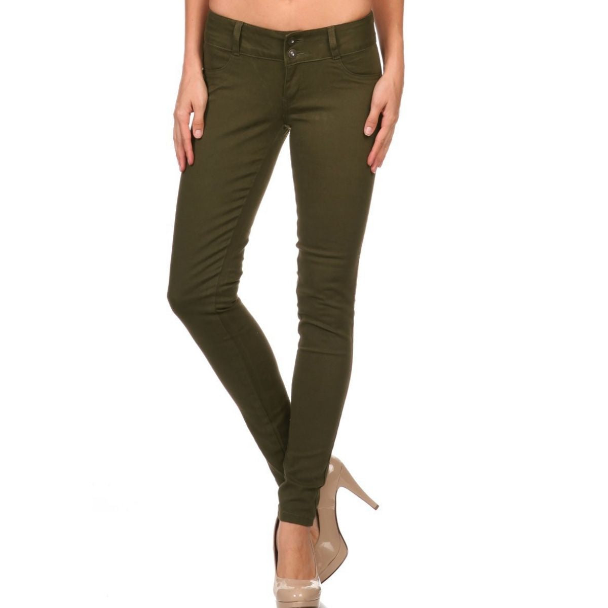 SOLID LOW RISE SKINNY JEANS