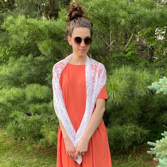 ELEGANT FLORAL SHEER LACE SCARF STOLE